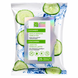 Lingettes Démaquillantes au Concombre – Global Beauty Care (Lot de 25) – Aide à rendre la peau plus éclatante et uniforme.