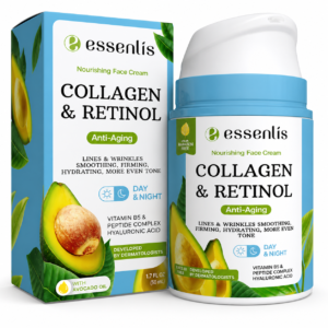 Crème hydratante visage au collagène – Soin anti-âge au rétinol, acide hyaluronique et vitamine B – Crème hydratante et anti-rides jour et nuit pour femmes et hommes