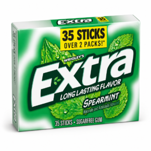 Extra Gum Chewing-gum Sans Sucre, Saveur Spearmint (Menthe Verte) 35 sticks.Rafraîchissez votre haleine, saveur douce et agréable de menthe verte.