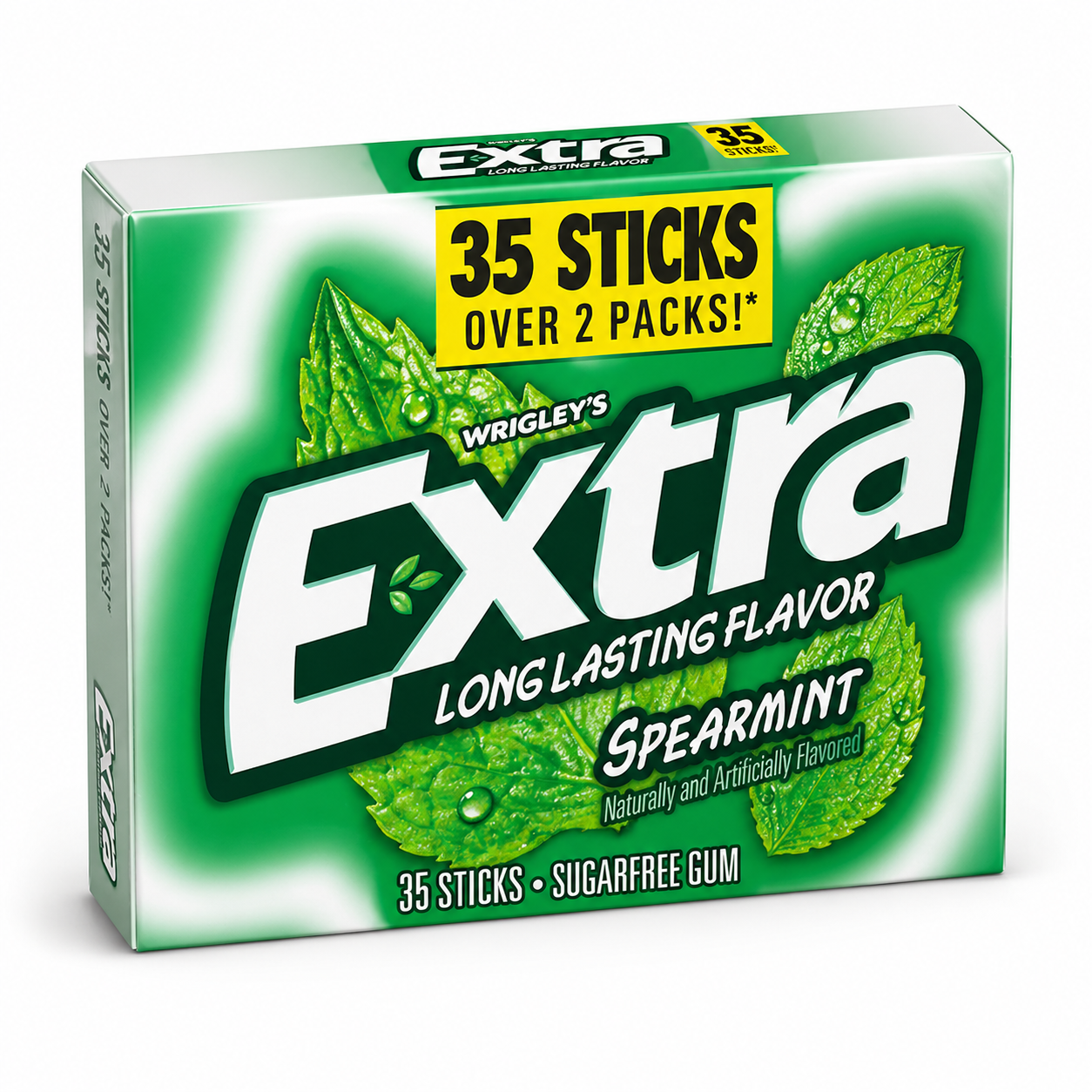 Extra Gum Chewing-gum Sans Sucre, Saveur Spearmint (Menthe Verte) 35 sticks.Rafraîchissez votre haleine, saveur douce et agréable de menthe verte.