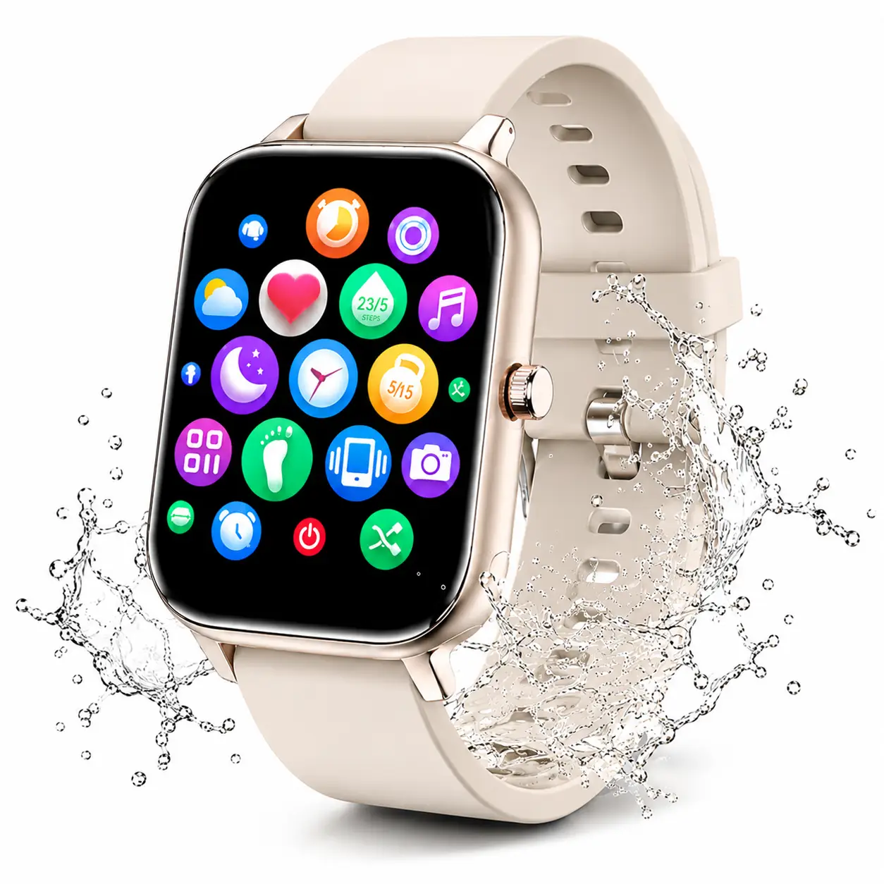Montre connectée pour hommes et femmes – Compatible iPhone, Samsung et Android. COULEURE SILVER