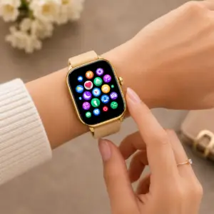 Montre connectée pour hommes et femmes – Compatible iPhone, Samsung et Android COULEURE OR