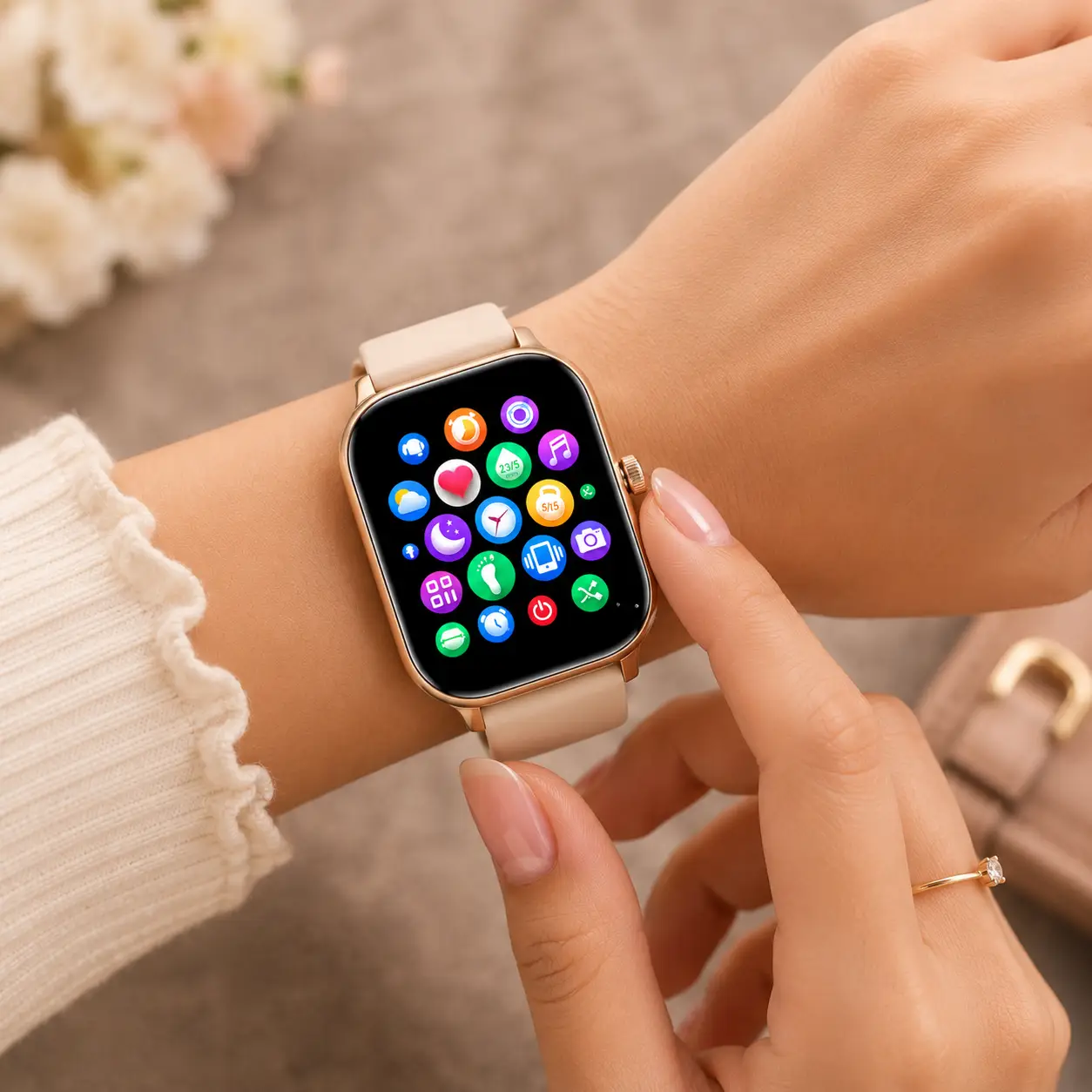 Montre connectée pour hommes et femmes – Compatible iPhone, Samsung et Android. COULEURE SILVER - Image 3