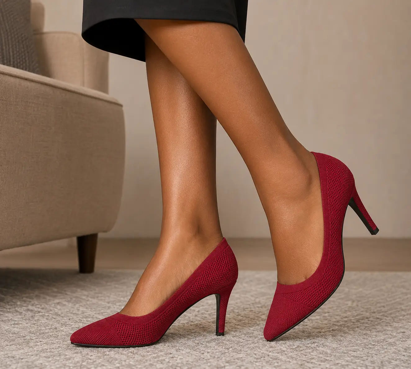 Tahari Escarpins Femme Élégants – Talon Moderne Rouge Bordeaux