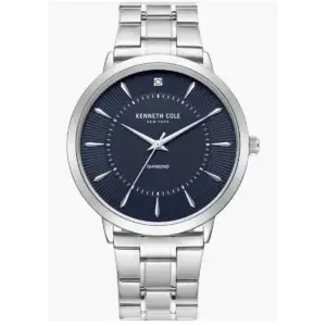 Montre Homme Kenneth Cole New York Diamond Dial – Acier Argenté & Cadran Bleu – 45 mm