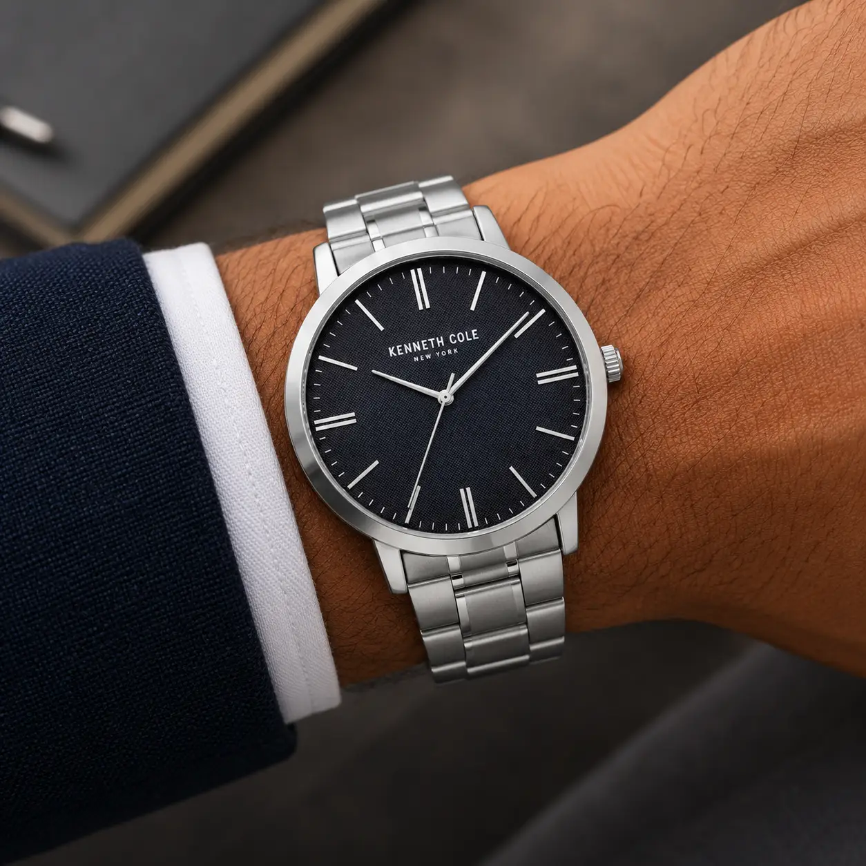 Montre Homme Kenneth Cole New York Dress Sport – Acier Argenté & Cadran Noir - Image 2