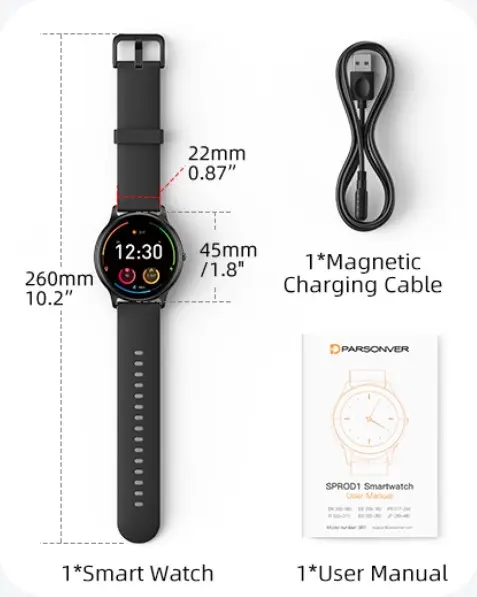 Montre connectée Parsonver (Appels entrants/sortants),Compatible avec les smartphones iOS 9.0 / Android 6.0 ou supérieur, Appels Bluetooth 5.3 (répondre/passer des appels), SMS, messages texte et notifications d'applications - Image 11
