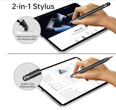 Stylet Bopomofo, Stylet 2-en-1 pour écrans tactiles – Haute précision et sensibilité – Compatible iPhone, iPad et tablettes Android