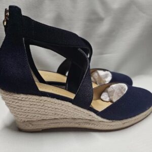 Talbots Lynsday – Sandales Compensées Espadrille – Toile Coton – Bleu Indigo (Taille 39)