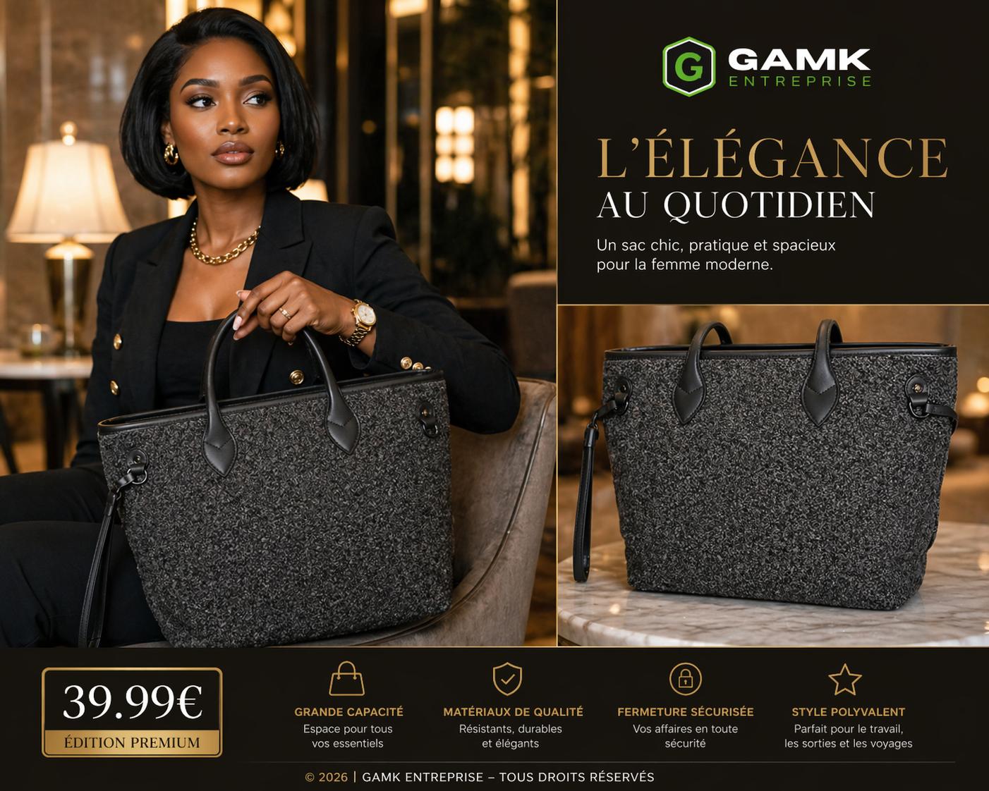 Sac à main Vegan – Élégant – Gris. Adoptez un style chic et responsable avec ce sac à main 100% vegan - Image 2