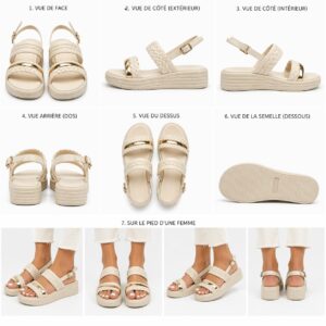 Sandale compensée à plateforme et bride cheville, style espadrille Blanc sale Taille 40