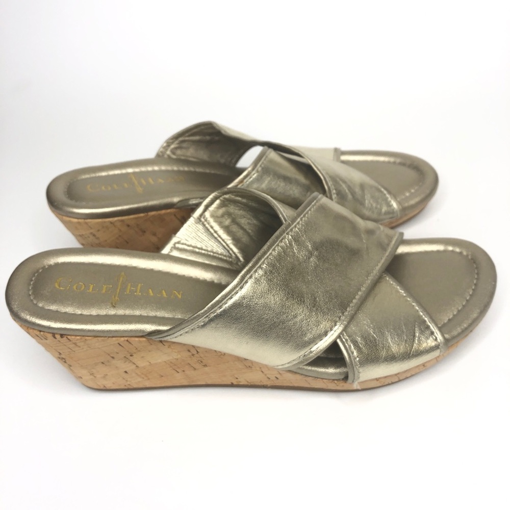 Sandales mules Cole Haan d'oréepour femme, taille 39 – Talon moyen en liège - Image 5