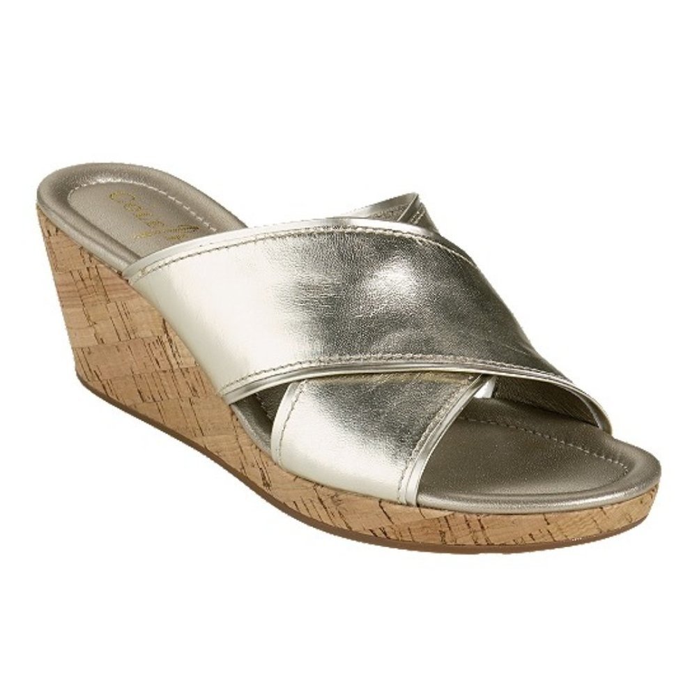 Sandales mules Cole Haan d'oréepour femme, taille 39 – Talon moyen en liège - Image 4