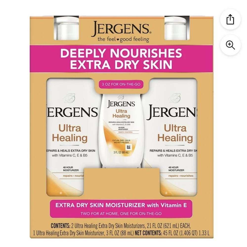 Jergens Ultra Healing – Lotion Hydratante Pack de (2) flacons de 621ml et (1) flacon petit format de 88ml