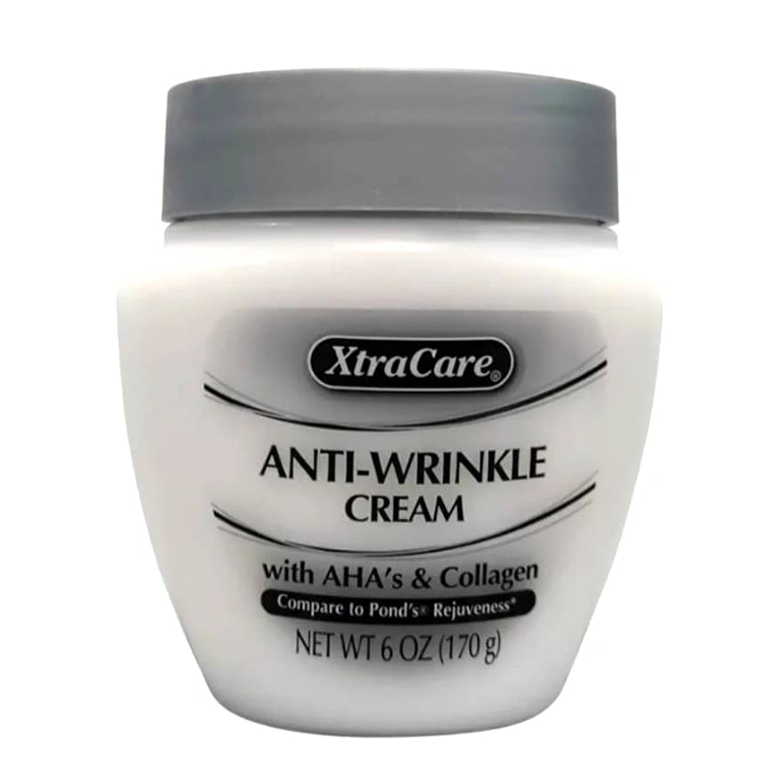 Crème anti-rides au collagène XtraCare, pots de 6 oz (170g)est conçue pour hydrater intensément la peau et réduire l’apparence des rides et ridules.