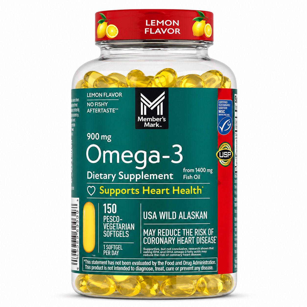 Member's Mark – Mini-capsules molles d'oméga-3 (360 mg) issus d'huile de poisson – 300 unités