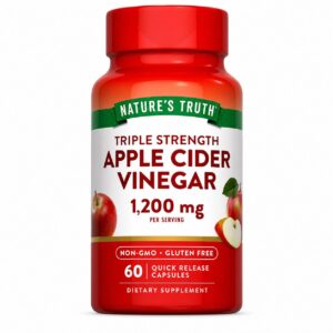 Gélules de vinaigre de cidre | 1200 mg | 60 gélules | Pour hommes et femmes | par Nature's Truth. Tres bon pour la gestion du poids