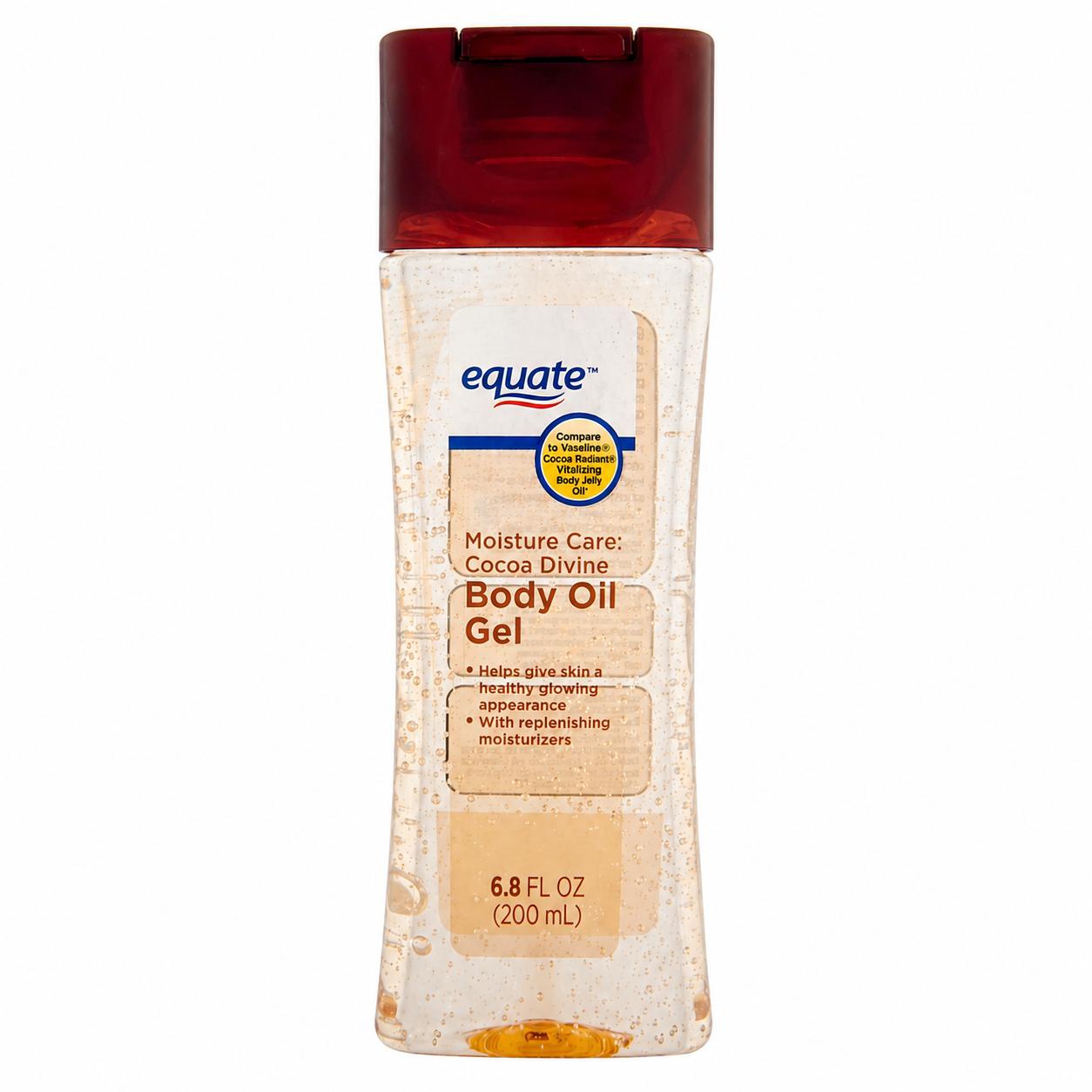 Gel-huile corporel Equate – Cocoa Divine (200 ml) conçu pour aider à nourrir et hydrater votre peau tout en rehaussant son éclat naturel.