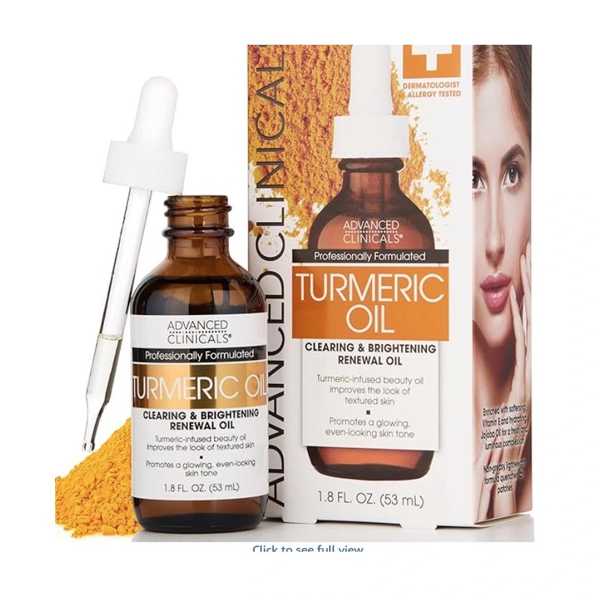 Huile de Curcuma Advanced Clinicals Anti-taches– unifie le teint et réduit les imperfections pour une peau éclatante.