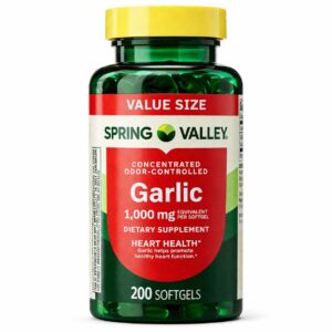Spring Valley – Complément alimentaire à l'ail (sans odeur) en capsules 1000 mg – 200 capsules