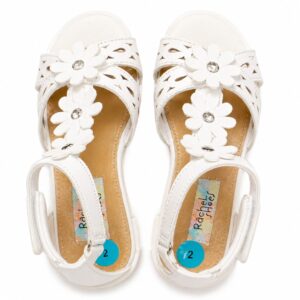 Rachel shoes Sandales Élégantes Fille – Blanches à Fleurs – Style Chic & Confortable  Taille 33