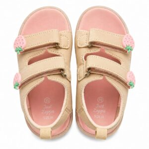 Sandales first steps Fille Fraise – Beige & Rose – Confortables et Adorables Taille 27