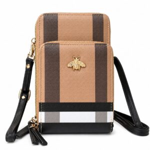 ICONIC BAG Portefeuille Femme Élégant – Rose Nude & Noir – Détail Libellule Chic