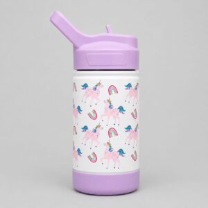 Greenbrier International – Gourde pour enfant en acier inoxydable avec paille, 586ML, motifs assortis