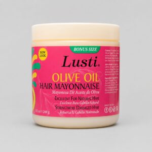 Lusti Olive Oil Hair Mayonnaise est un soin capillaire riche conçu pour hydrater, réparer et renforcer les cheveux secs ou abîmés. 226 g (8 oz)