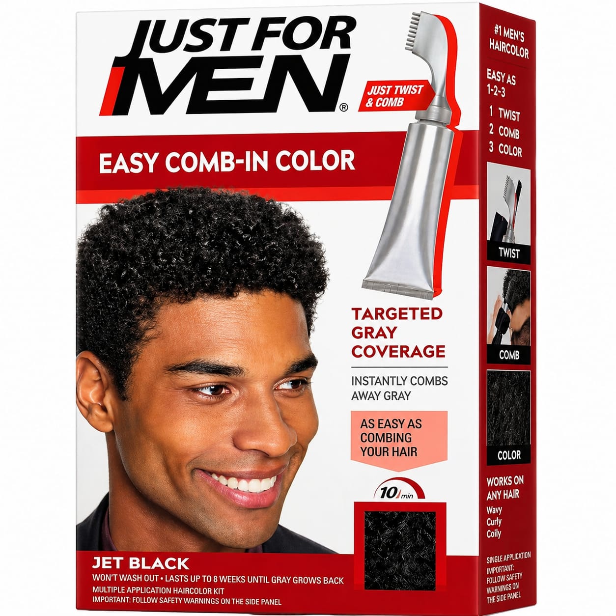 Just For Men – Easy Comb-In Color – Jet Black, couleur naturelle et uniforme