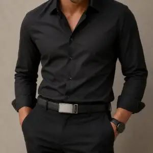 Perry Ellis – Ceinture Homme Réversible Dark Brown & Noire – Taille 42. Élégante, moderne et confortable