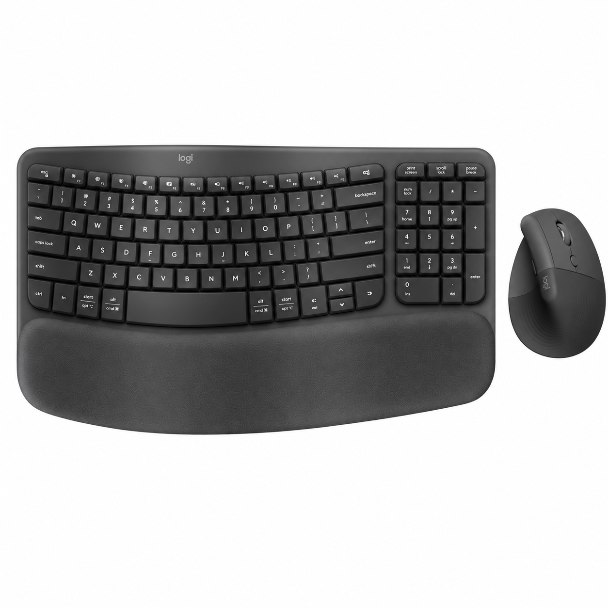 Logitech Wave Keys & Lift Vertical Mouse – Ensemble clavier et souris sans fil ergonomiques