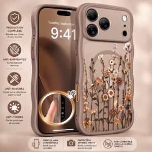 GVIEWIN – Coque pour iPhone 17 Pro Max ,MagSafe Protection intégrale de l'appareil photo ,Antichoc, motif floral pour femme