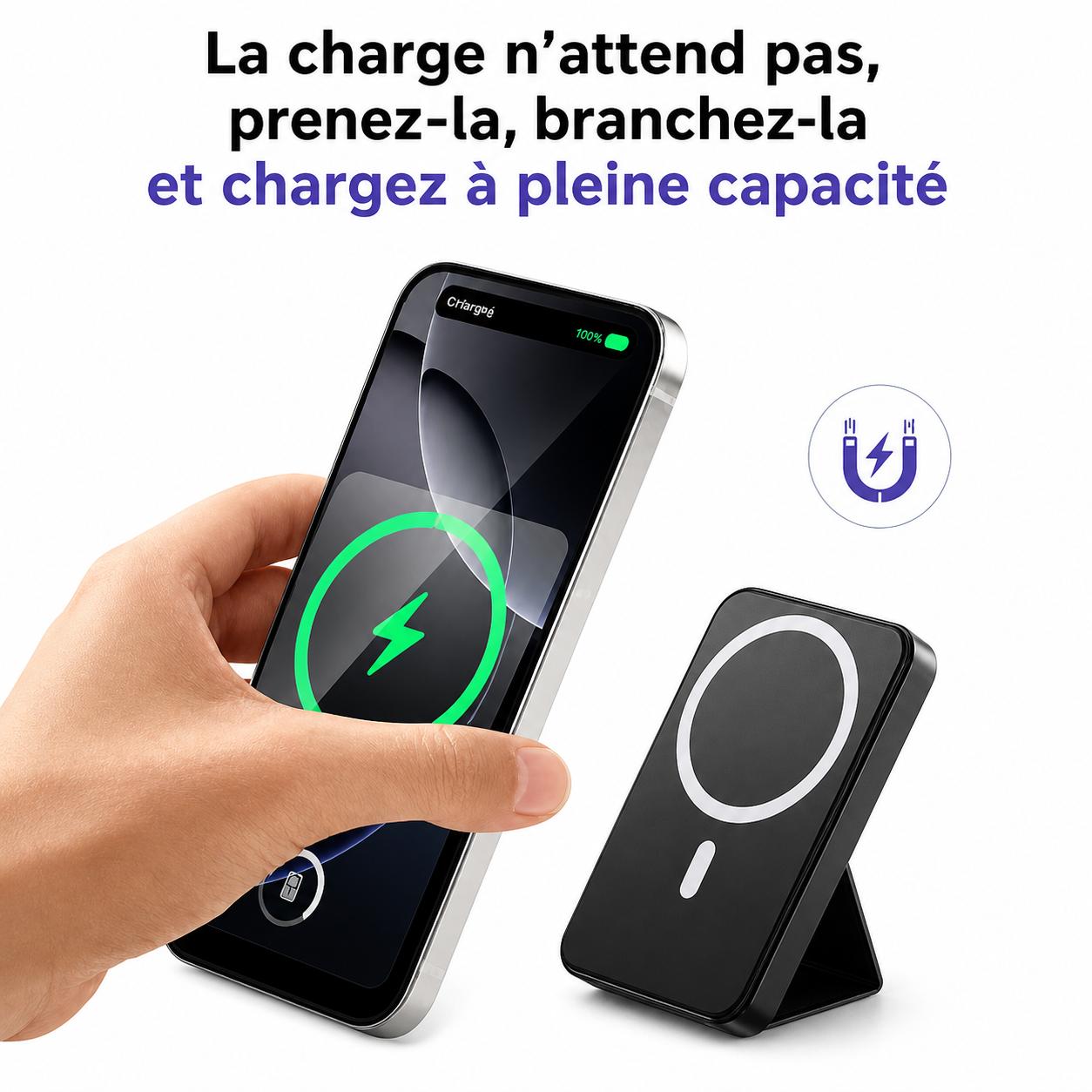 Batterie Externe Magnétique MagSafe 10 000 mAh – Charge Rapide 22,5W avec Support Intégré - Image 2