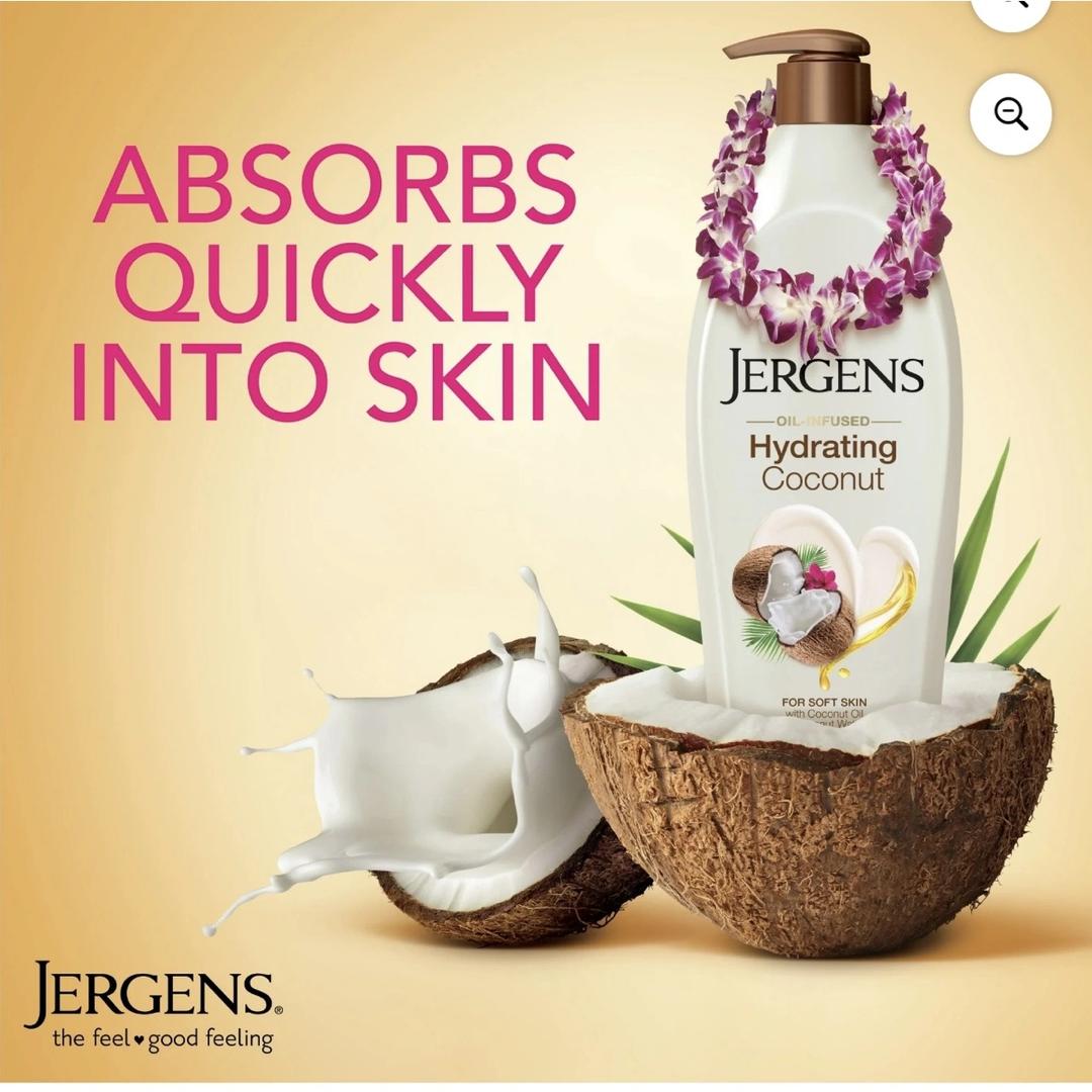 Lotion hydratante pour le corps au coco Jergens pour peau sèche, testée par des dermatologues 496ML - Image 2