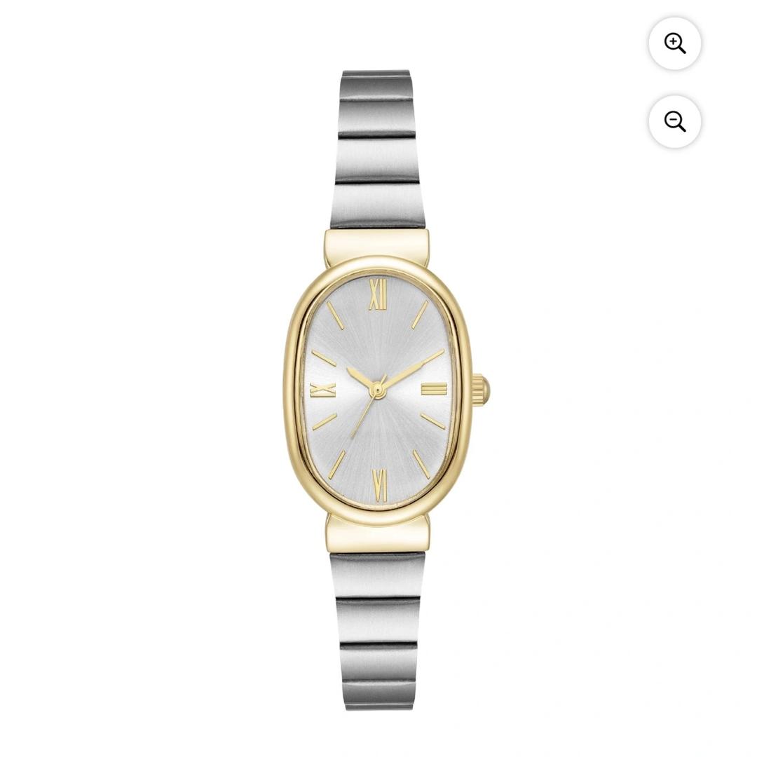 Montre-bracelet à bracelet extensible bicolore pour femmes Time & Tru, L'élégance et la simplicité se conjuguent dans cette montre