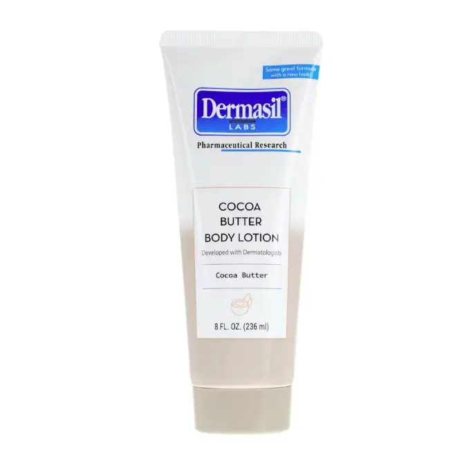 Lotion au beurre de cacao Dermasil, tubes de 236ML, un puissant hydratant enrichi des qualités nourrissantes du beurre de cacao