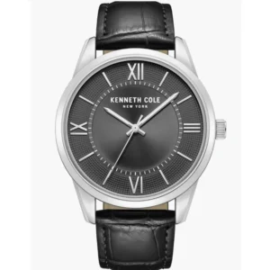 KENNETH COLE Montre classique pour homme à bracelet en cuir, 44 mm, Un design classique apporte une élégance intemporelle