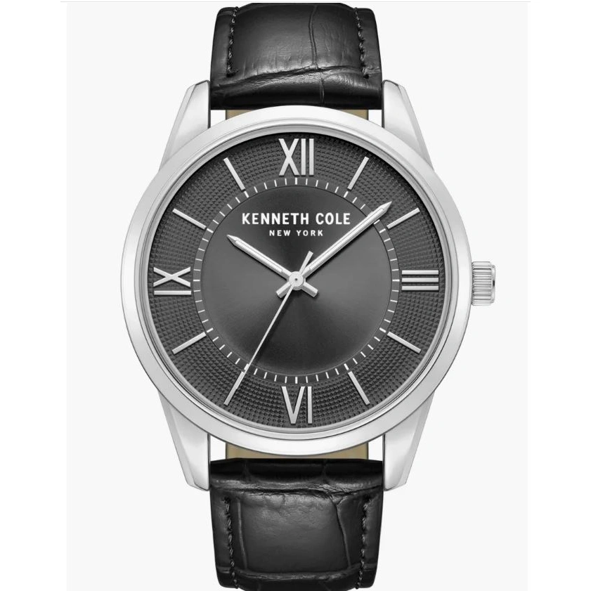 KENNETH COLE Montre classique pour homme à bracelet en cuir, 44 mm, Un design classique apporte une élégance intemporelle