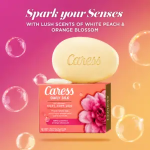 Caress 89g  savon quotidienne parfumées à la soie et aux fleurs,parfumés aux fleurs rendront votre peau visiblement douce comme de la soie