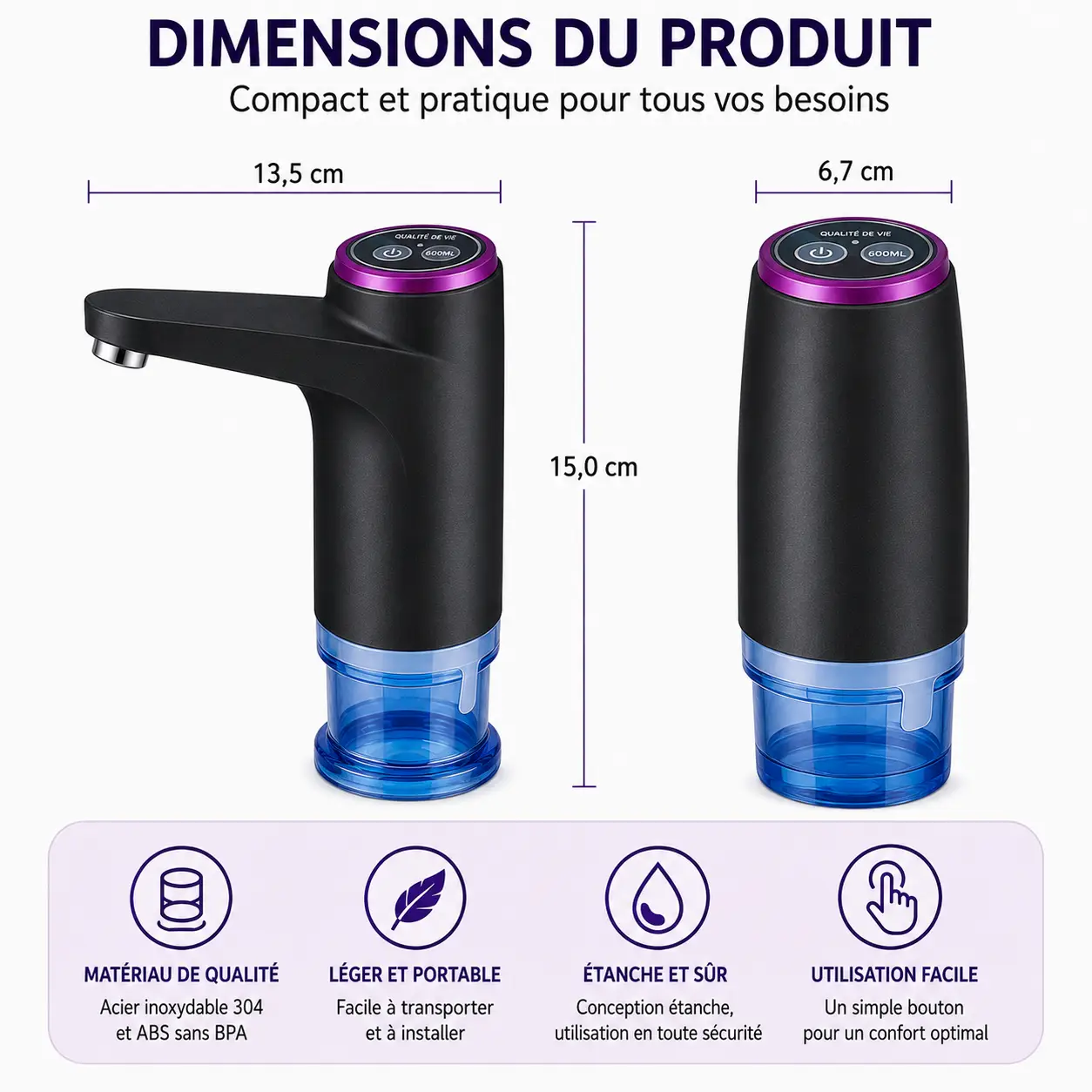 Ne vous fatiguez plus , utilisez ce distributeur d'eau avec pompe pour bonbonnes de 20 litres - Image 3