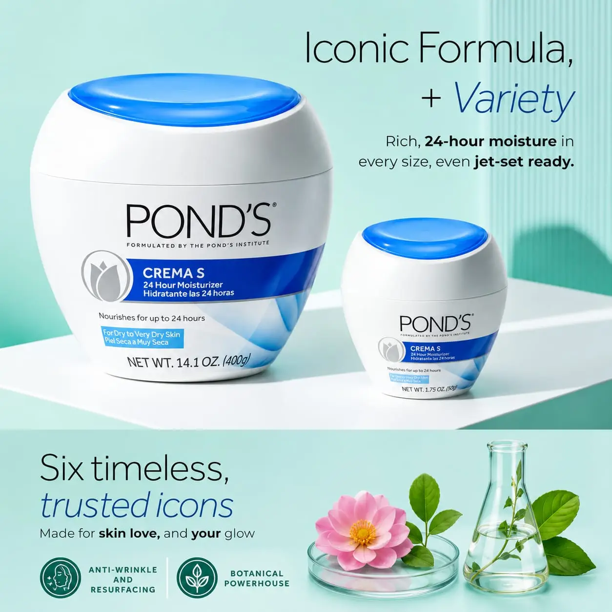 POND’S Crema S, Crème hydratante pour le visage – Peaux sèches à très sèches 200ml - Image 2