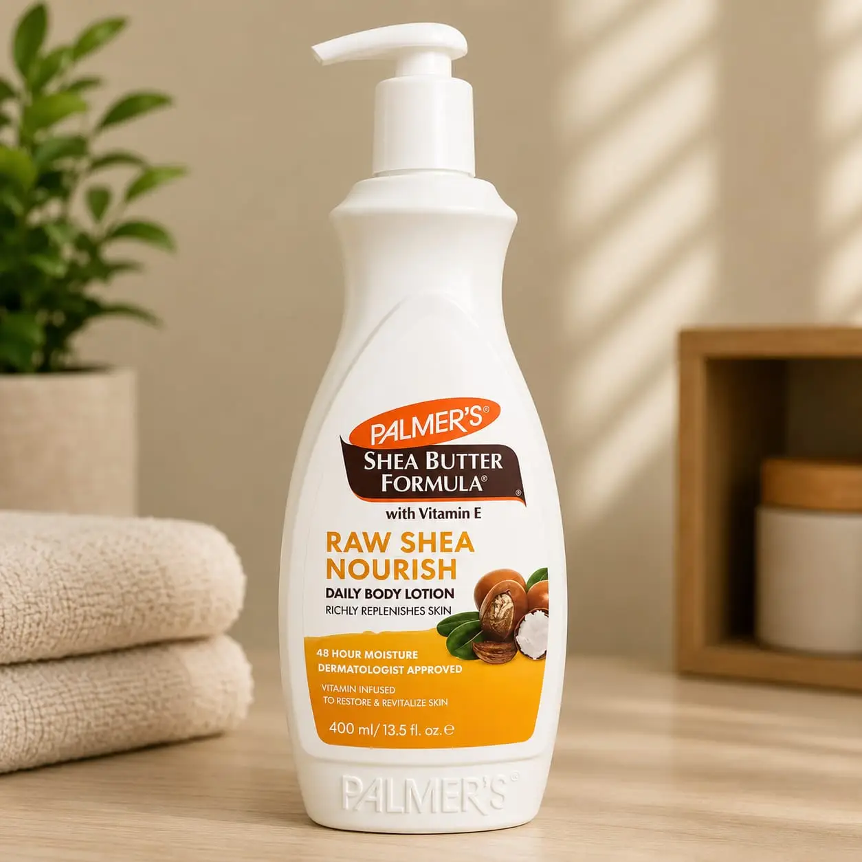 Lotion corporelle Palmer's à la formule au beurre de karité 400ml pour peaux sèches un mélange luxueux, enrichi en beurre de karité naturel