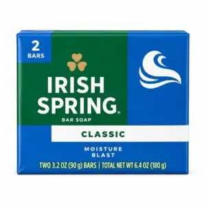 Savons Irish Spring Moisture Blast pour hommes, pacquet de 2 savons 2x90g, qui vous garde frais pendant 12 heures et convient à tous les types de peau
