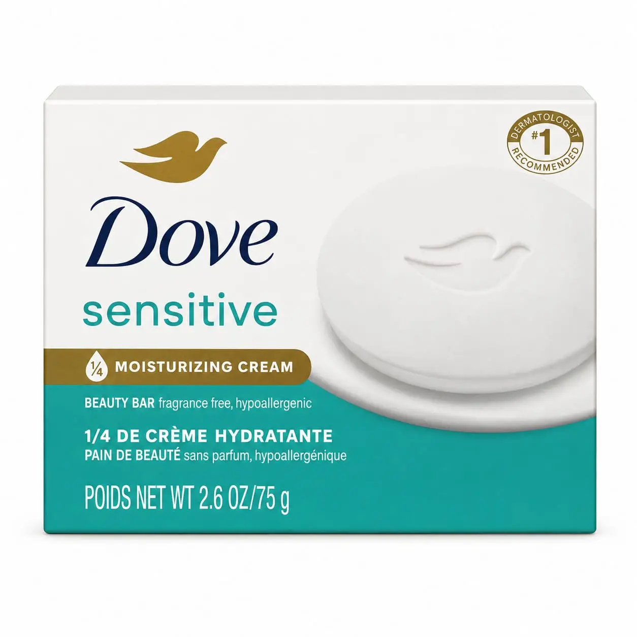 Savon beauté Dove pour peaux sensibles, 75g . Boîtes Obtenez un savon efficace, doux et sans irritation !