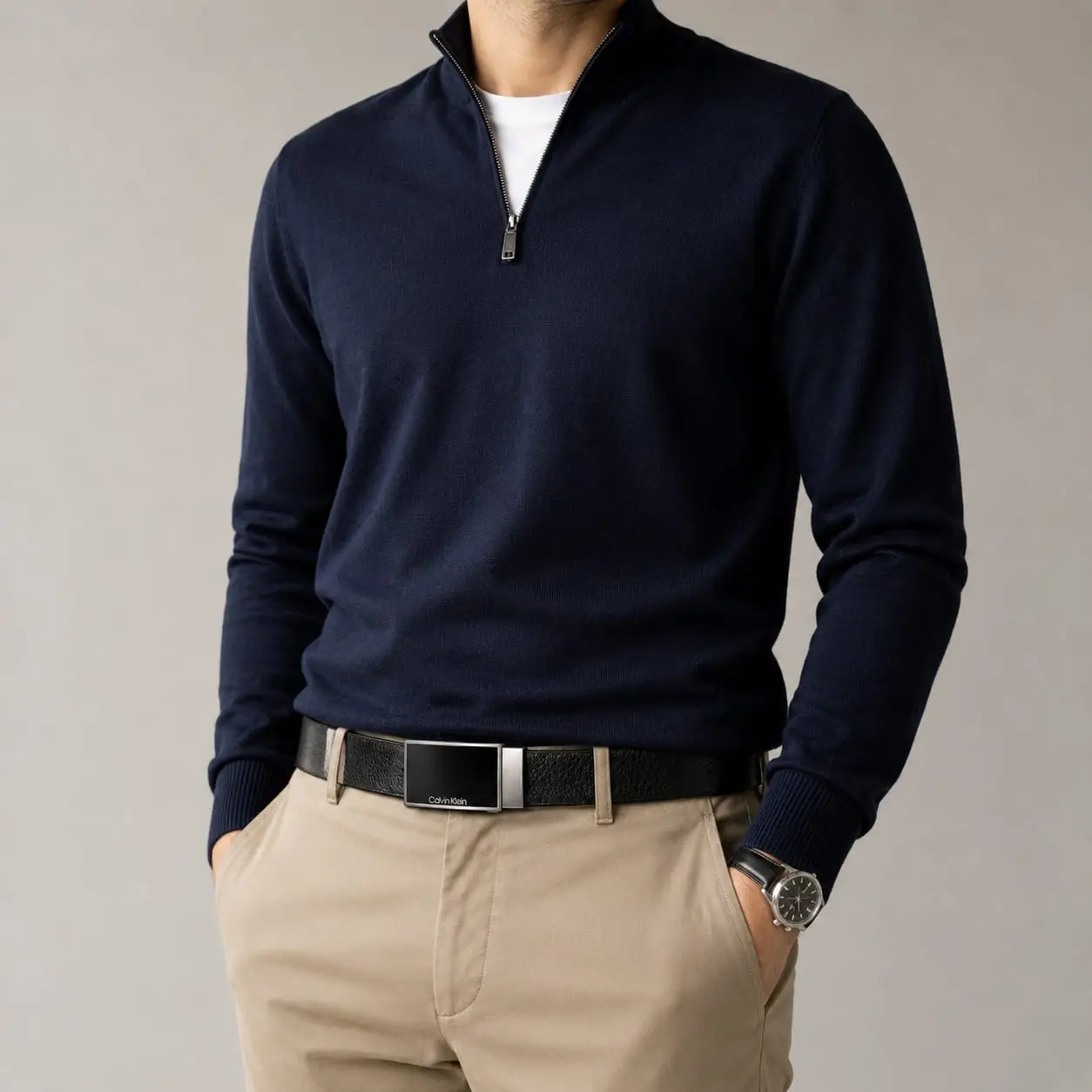Calvin Klein – Ceinture Homme Réversible Noire & Noire – Taille XL. Affirmez votre élégance avec cette ceinture réversible