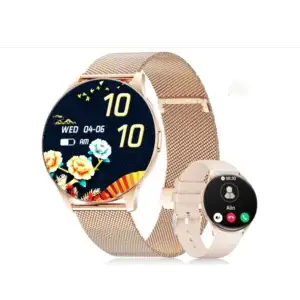 Montre connectée LIGE pour femme – Écran AMOLED 1,43" avec fonction appels (répondre/émettre) – Compatible iPhone/Android/Samsung – Suivi d'activité avec plus de 120 modes sportifs