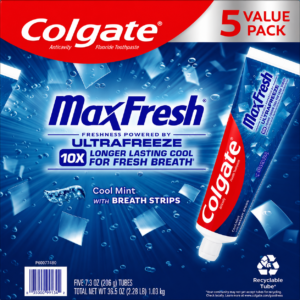 Originale Dentifrice Colgate MaxFresh avec mini-lamelles rafraîchissantes, Menthe fraîche, 7,3 oz, lot de 5