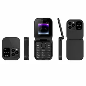 ufeghfjh Téléphone à clapet avec grandes touches Couleur noire, double SIM, double veille, appareil photo 1,3 MP et lampe torche LED, facile à utiliser.