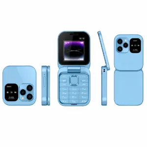 ufeghfjh Téléphone à clapet avec grandes touches Couleur bleue, double SIM, double veille, appareil photo 1,3 MP et lampe torche LED, facile à utiliser.